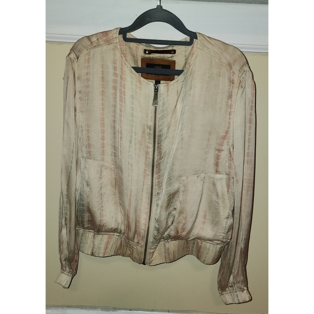 Frye Womens Mandria Bomber Jacket Small Drapey Tie Dye Zip Front w/ Pockets - Picture 3 of 12